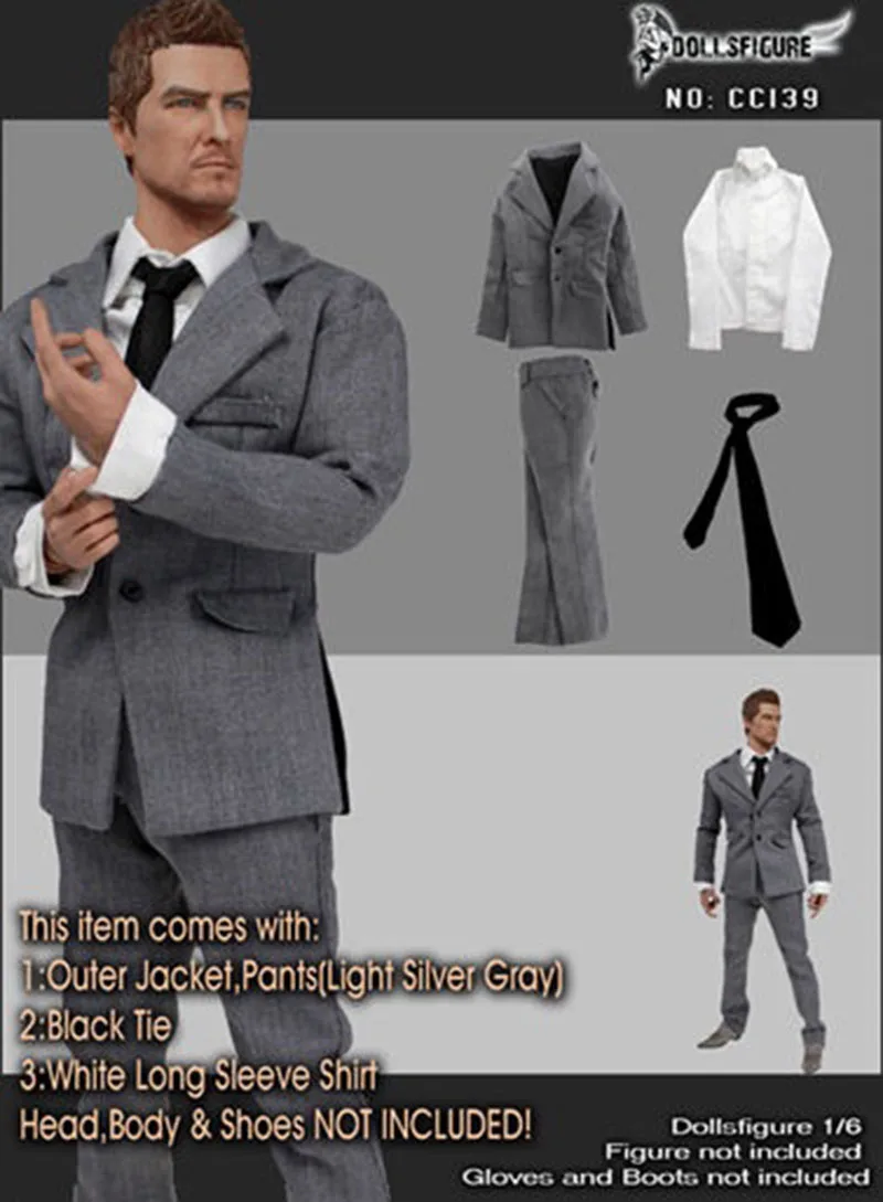 3 Colors DOLLSFIGURE 1/6 Scale Male Solider Suit Set Coat Shirt Pant Belt Clothes Set Model For 12