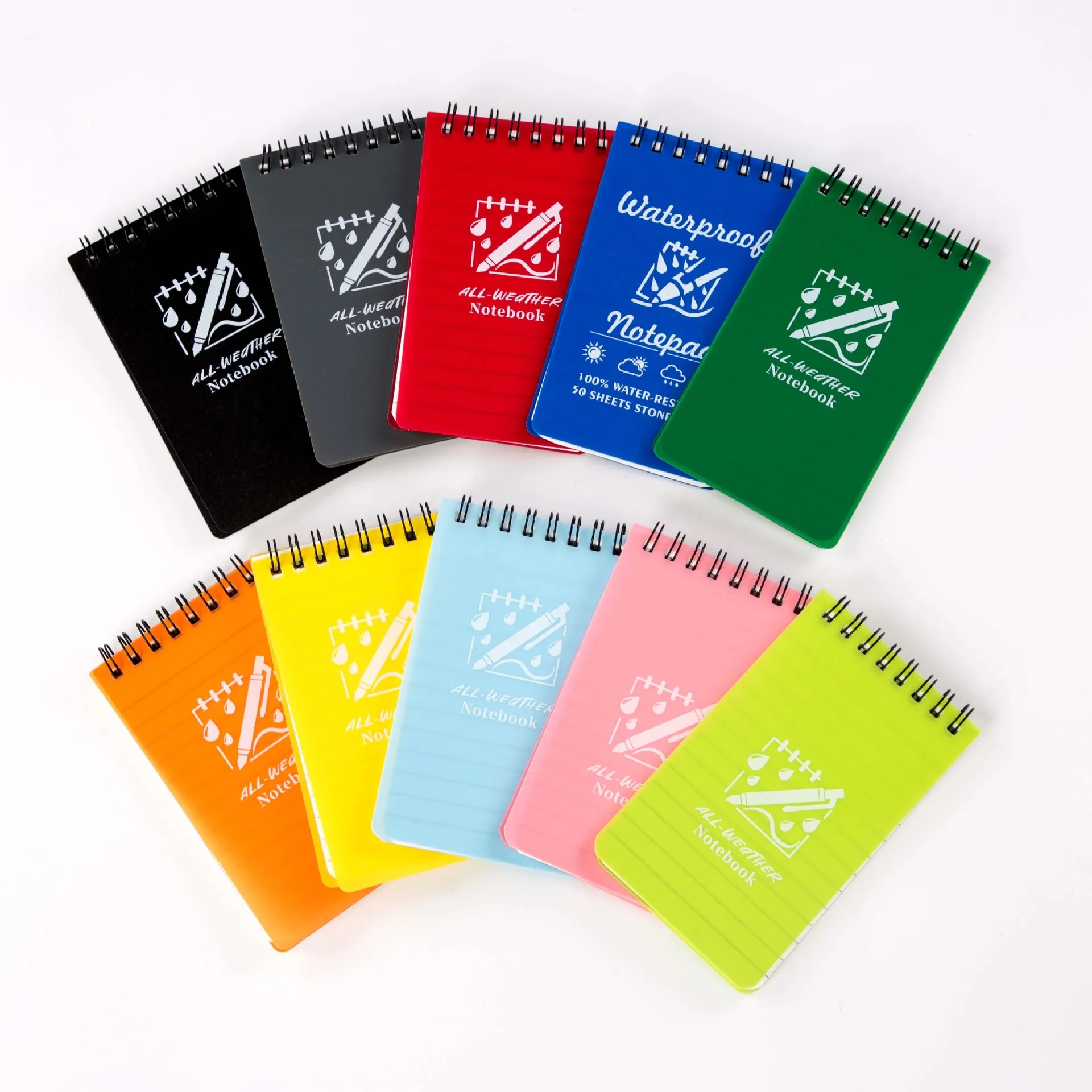 Cuaderno de bolsillo impermeable, cuaderno en espiral, Mini Bloc de notas, blocs de notas tácticos para todo tipo de clima, libretas de bolsillo con páginas forradas
