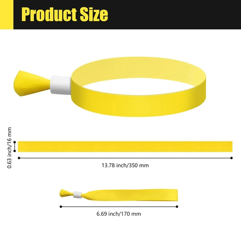 100 Pcs Cloth Event Wristbands Colored Wrist Bands Activity Wristband For Events, For Lightweight Concert Wrist Strap (Yellow)