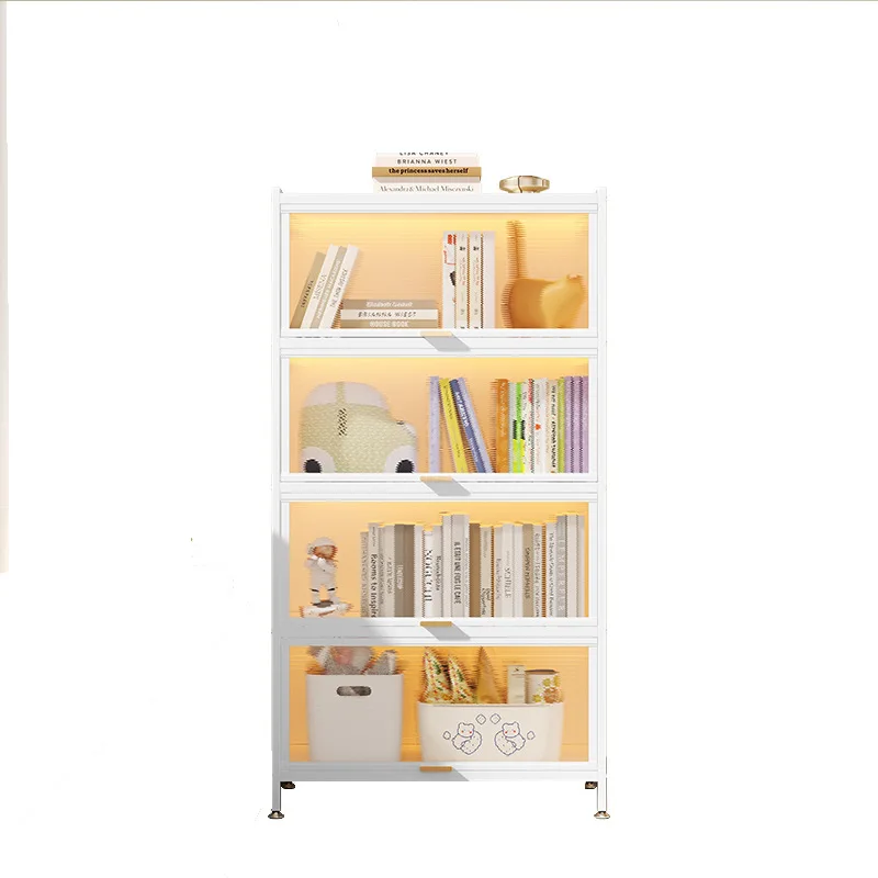 

Household steel dust-proof bookcase with door storage Children's multi-layer floor