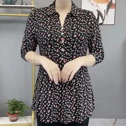 Blusas Vintage con cuello de Polo para mujer, blusas finas a la moda con botones elegantes, jerséis estampados de manga larga, camisa, ropa de mujer para otoño