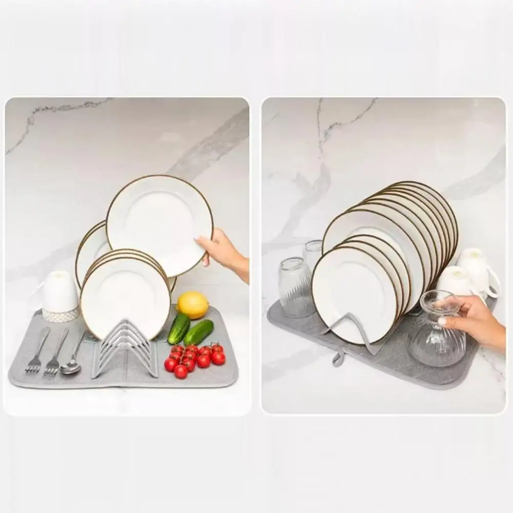 Super Absorbent Kitchen Draining Pad Folding Drain Pad for Kitchen Foldable Dish Drying Mat Microfiber Drain Pad Super Absorbent