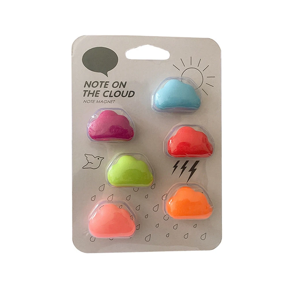 6pcs Creative Colorful Cloud Fridge Magnet Stickers Message Note Memo Paper Fixed Office Kitchen Education Supplies