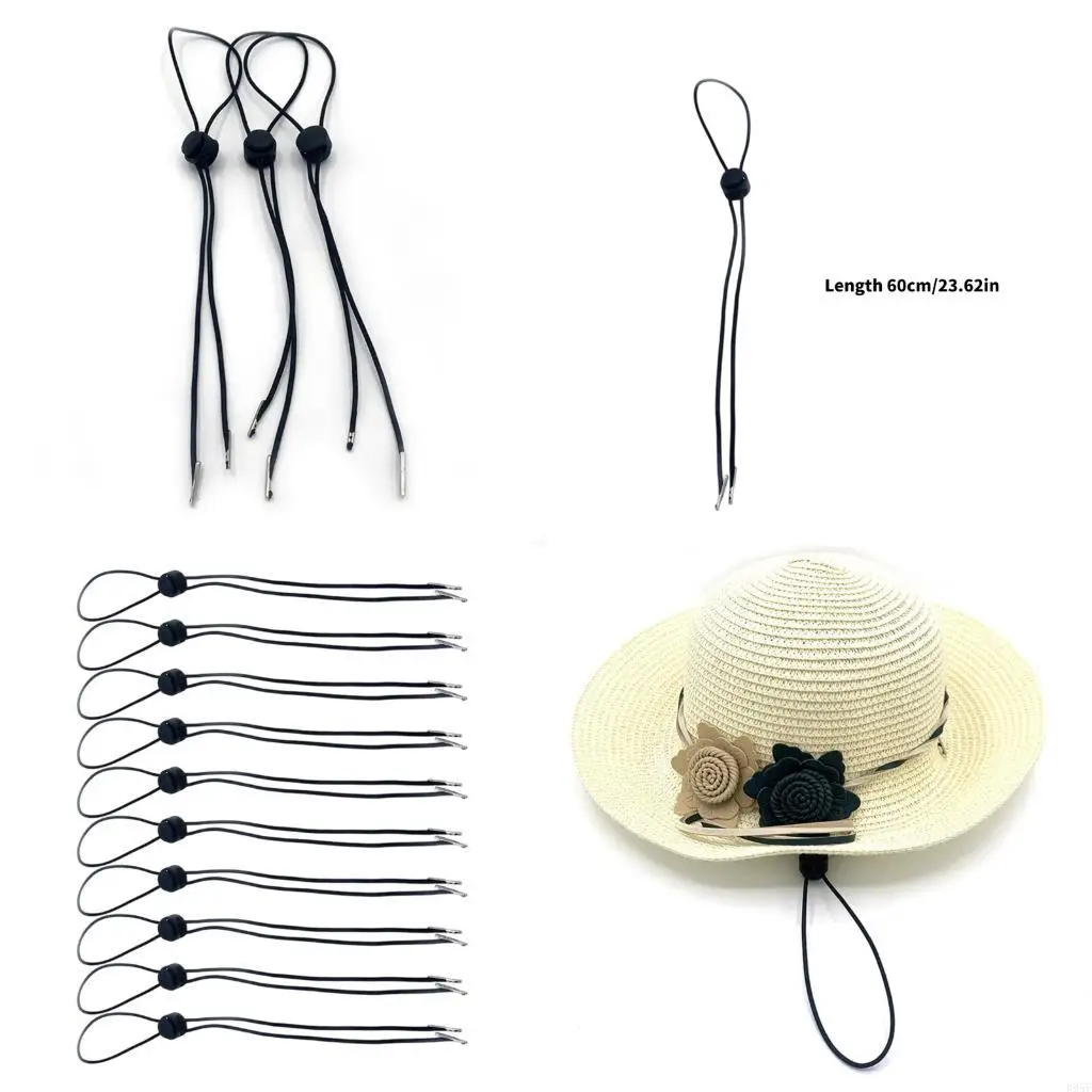 

B95F 10 Pieces Elastic Hat Chin Strap Adjustable Design Spring Lock For Secure Hat Retention