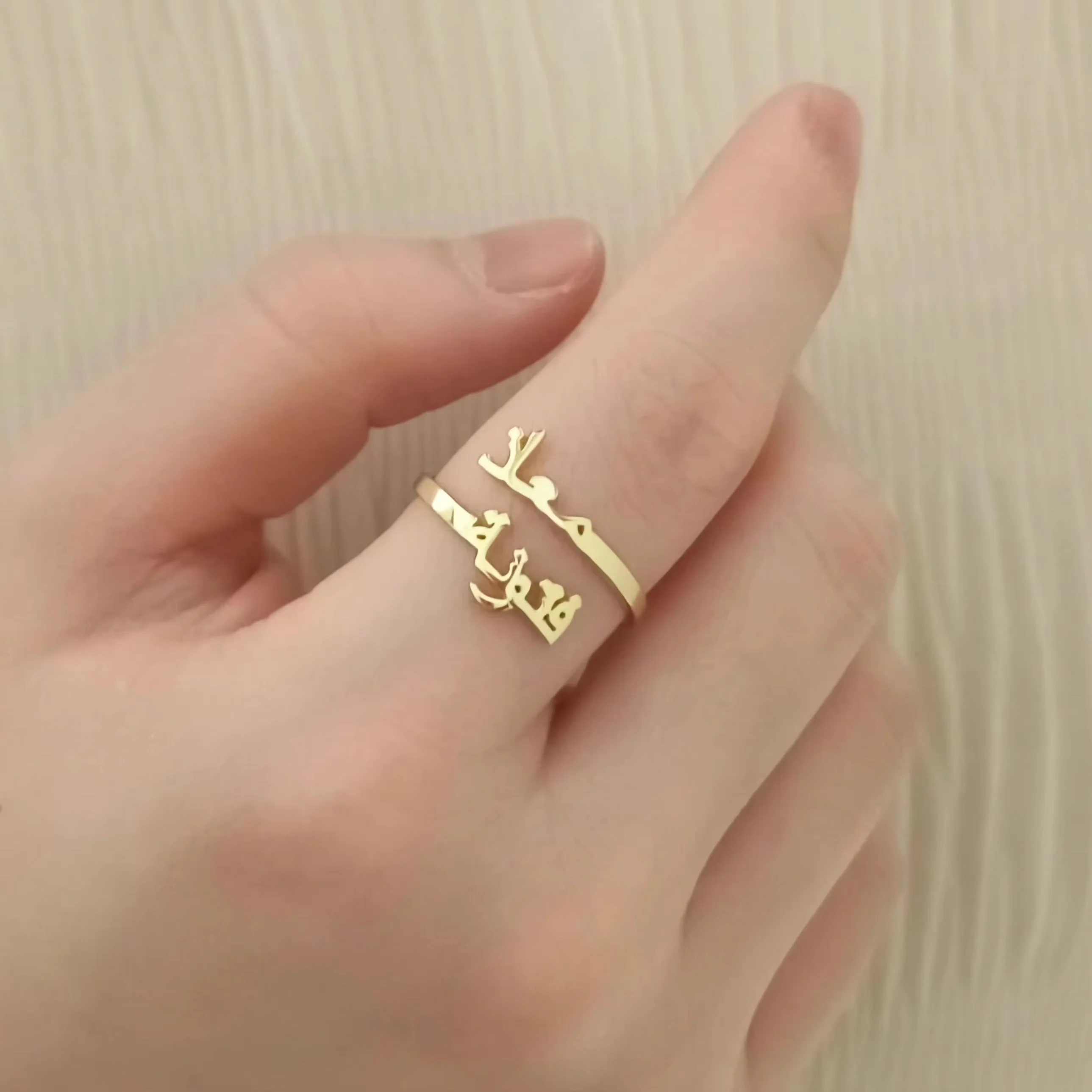 Pierścionki z arabskimi imionami dla kobiet i dziewcząt, ze stali nierdzewnej, personalizowane pierścionki z dwoma imionami, biżuteria na ślub, urodziny, prezenty.