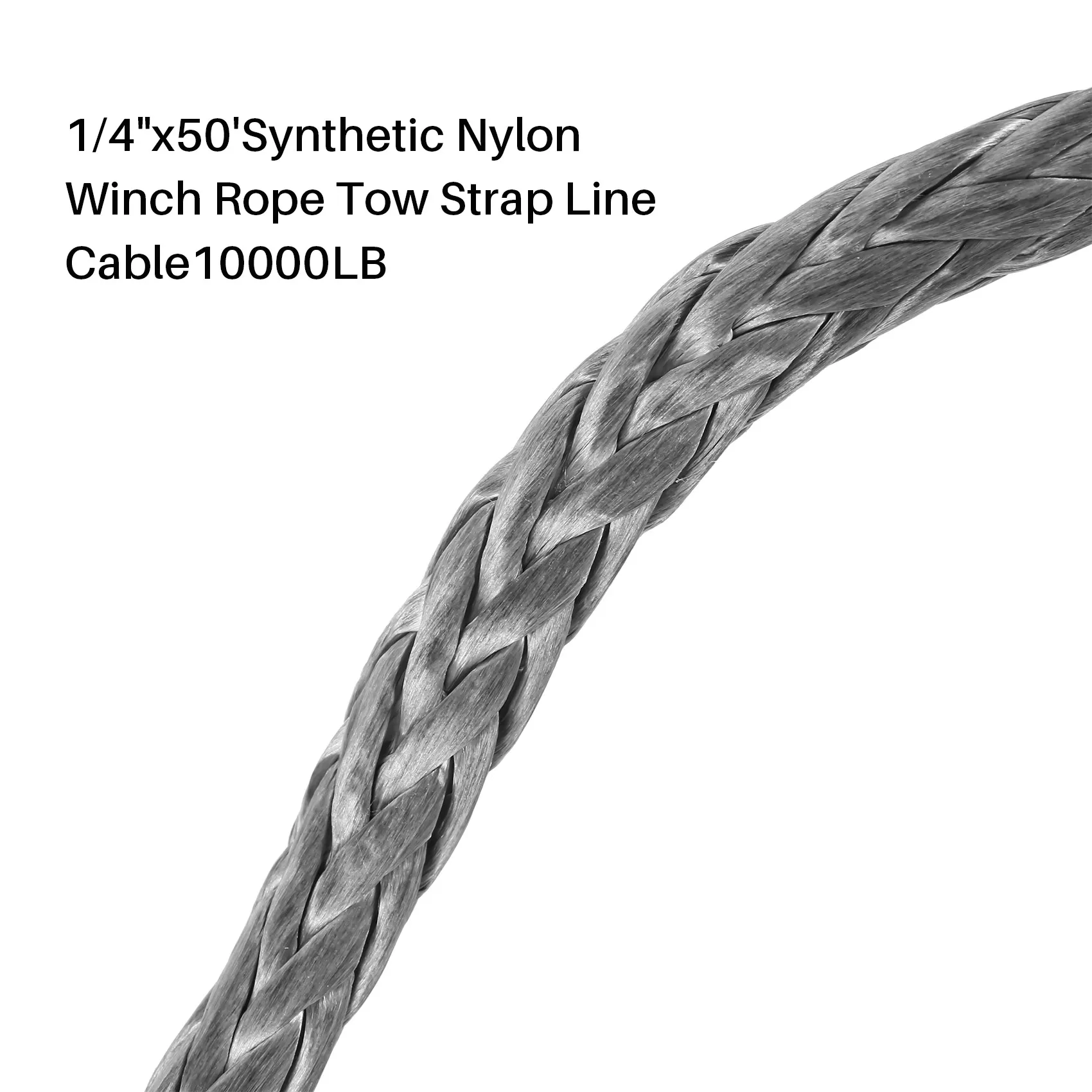 Classy-Synthetic Winch Rope, 1/4 X 50Ft Synthetic Winch Rope Line Cable For ATV UTV SUV Truck Boat Winch