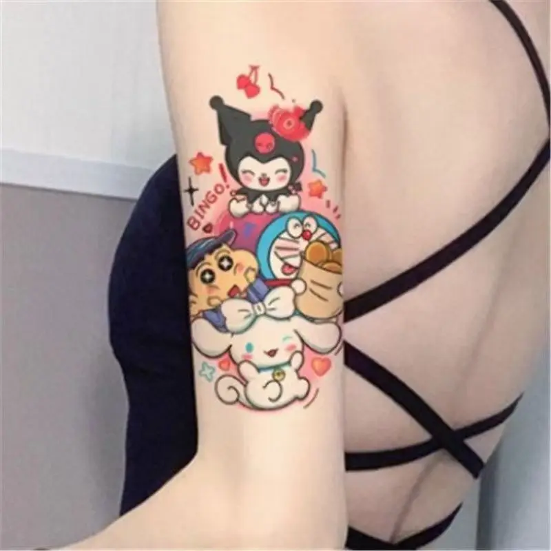 Sanrio Coolomi Temporary Tattoo stickers, High-Quality Floral Sleeve stickers, Cute cartoon Designs, Waterproof and Long-Lasting
