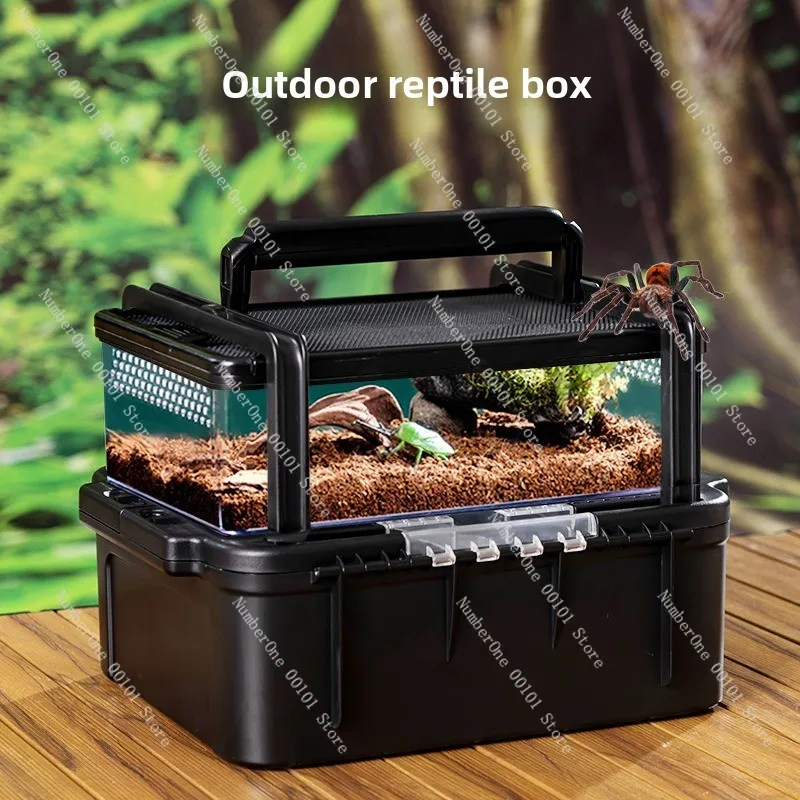 Outdoor Reptile Breeding Box, Anti-escape Snake Cage Small Pet Transport Air Carrier Portable Travel Cage for Hamster