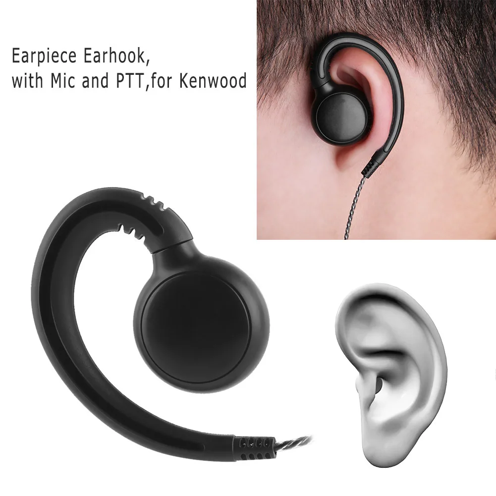 

1.2m Ear Hook Headset Earpiece 180 Swivel 2 Pin Earphone Headset Earpiece with Mic PTT Accessories for Kenwood Motorola Boafeng