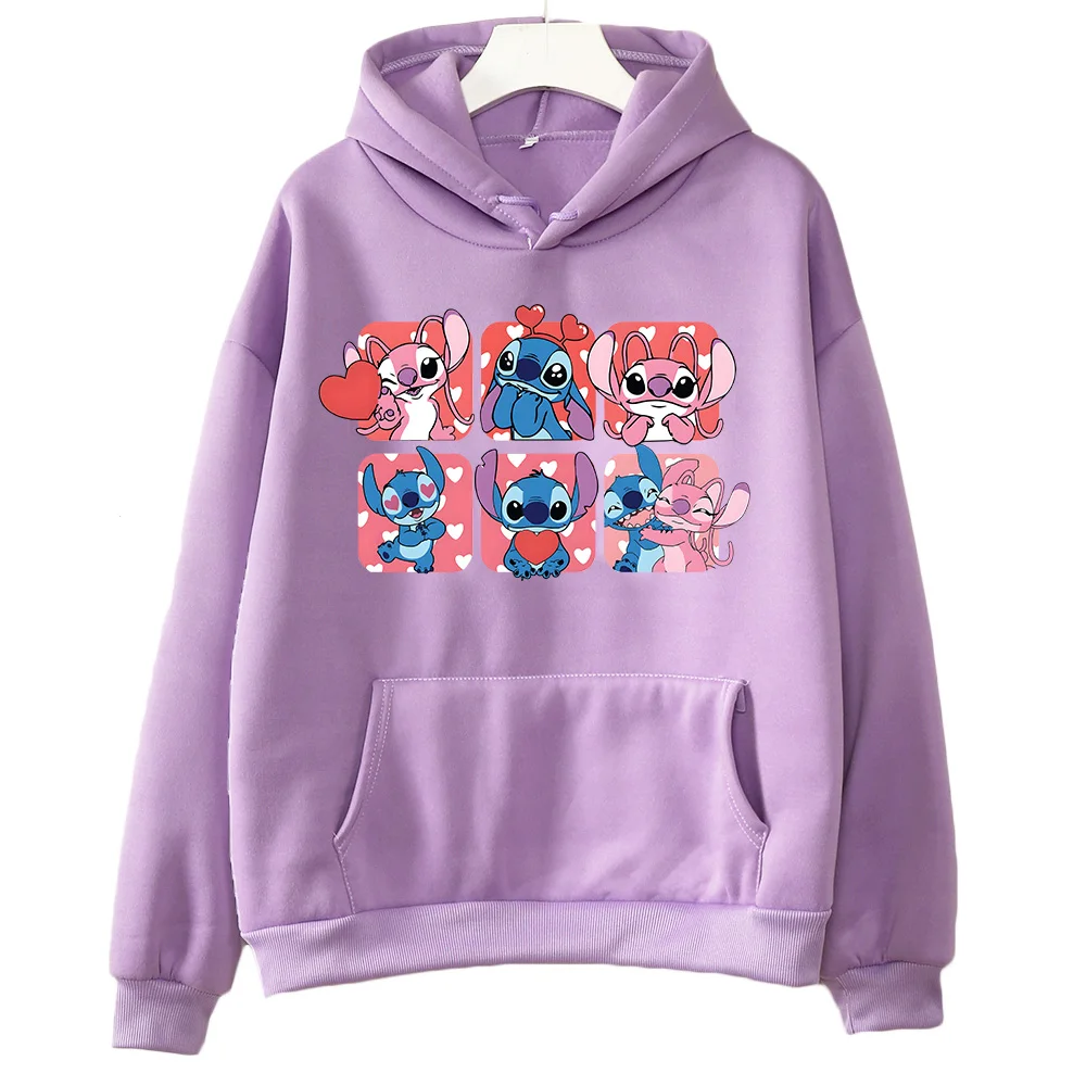 

Angel & Stitch New Hoodie Y2k Women Men Couple Clothing Adorable Fashion Unisex Pullovers Cartoon Print Hoody Autumn Sweatshirt