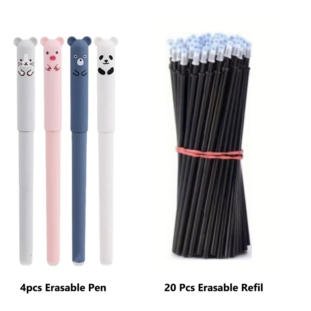 

24PCS/Set Multi-functional Black/Blue Ink Erasable Pen 0.5mm Astronaut Panda Rabbit Gel Pen Writing Tool Neutral Pen Students