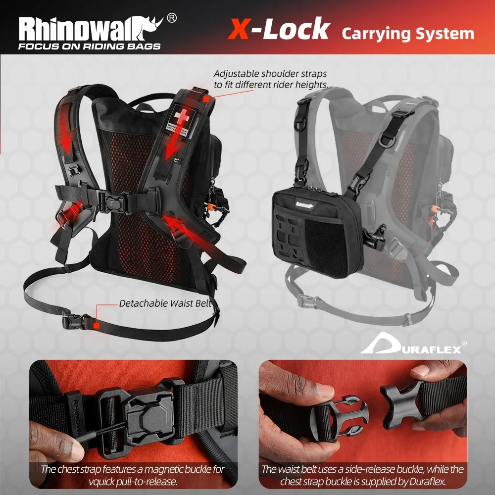 

Rhinowalk Waterproof Motorcycle Backpack 10L Quick Release Motorcycle Luggage Bag With Rain Cover With Chest Bag Set Accessories