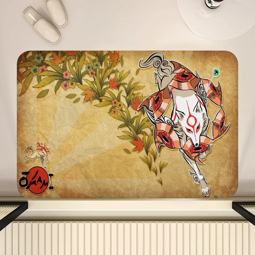 Video Game Okami Japanese Culture Bath Mat Kids Room Bedroom Decoration Balcony Anti-Slip Doormat Living Room Alfombra