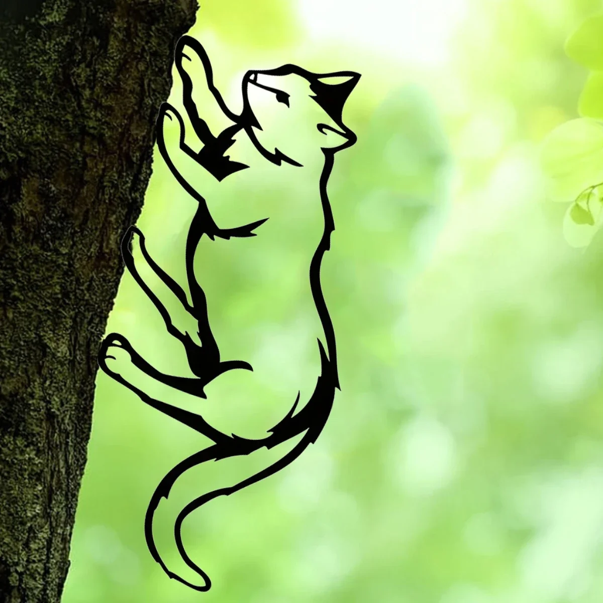 CIFBUY Wrought Iron Cat Yard Stake, Metal Garden Art Outdoor Decor, Rustic Garden Sculpture Wall Decoration for Home Patio