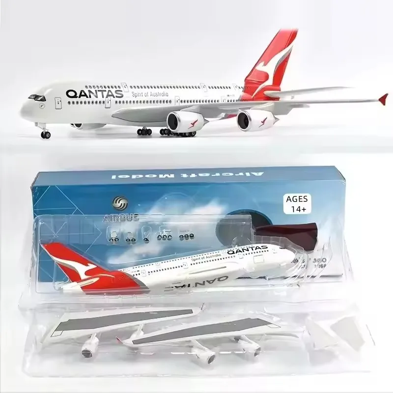جديد 1:160 مقياس طائرة A380 QANTAS نموذج طيران ث الضوء والعجلة دييكاست الراتنج طائرة جمع الديكور عرض اللعب