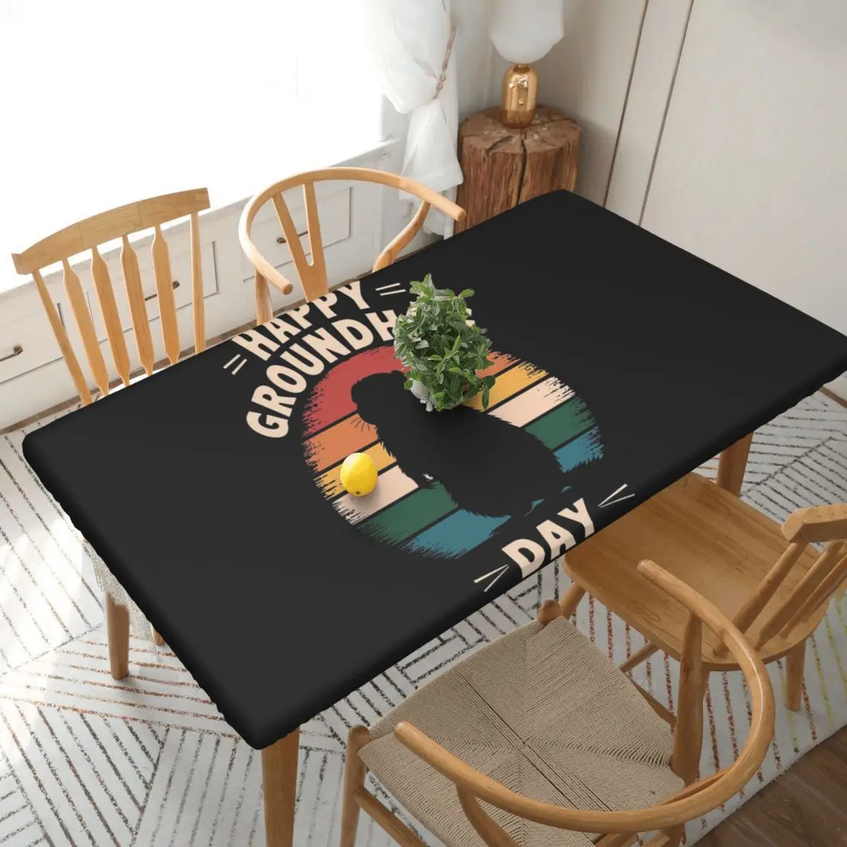 Celebrate Groundhog Day Customized Rectangular Tablecloth Oilproof Table Cover for Dining Events Table Cloth