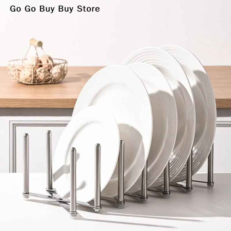 Stainless Steel Pot Lid Holder Retractable Space Saving Multifunctional Dish Plate Bowl Organizer Storage Rack Kitchen Supplies