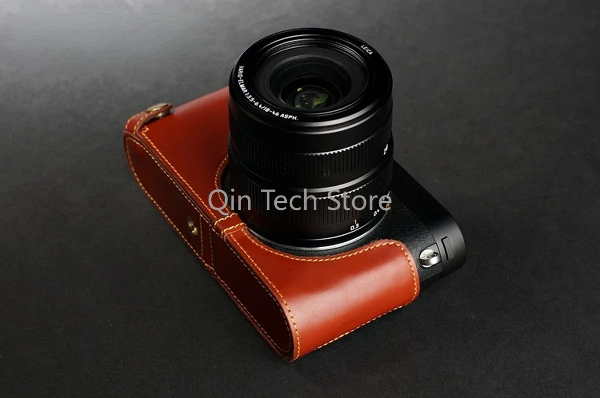 اليدوى كاميرا فوتوغرافية جلد طبيعي جلد البقر حقيبة صندوق الجسم الحال بالنسبة لايكا X xv Vario mini M Typ113 واقية كم قاعدة قذيفة