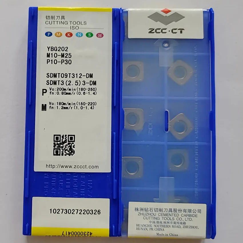 ZCC.CT SDMT09T312-DM YBG202/SDMT09T312-DM YBG302/SDMT09T312-DM YBG212/SDMT09T312-NM YBG212 CNC CARBIDE INSERTS 10PCS/BOX