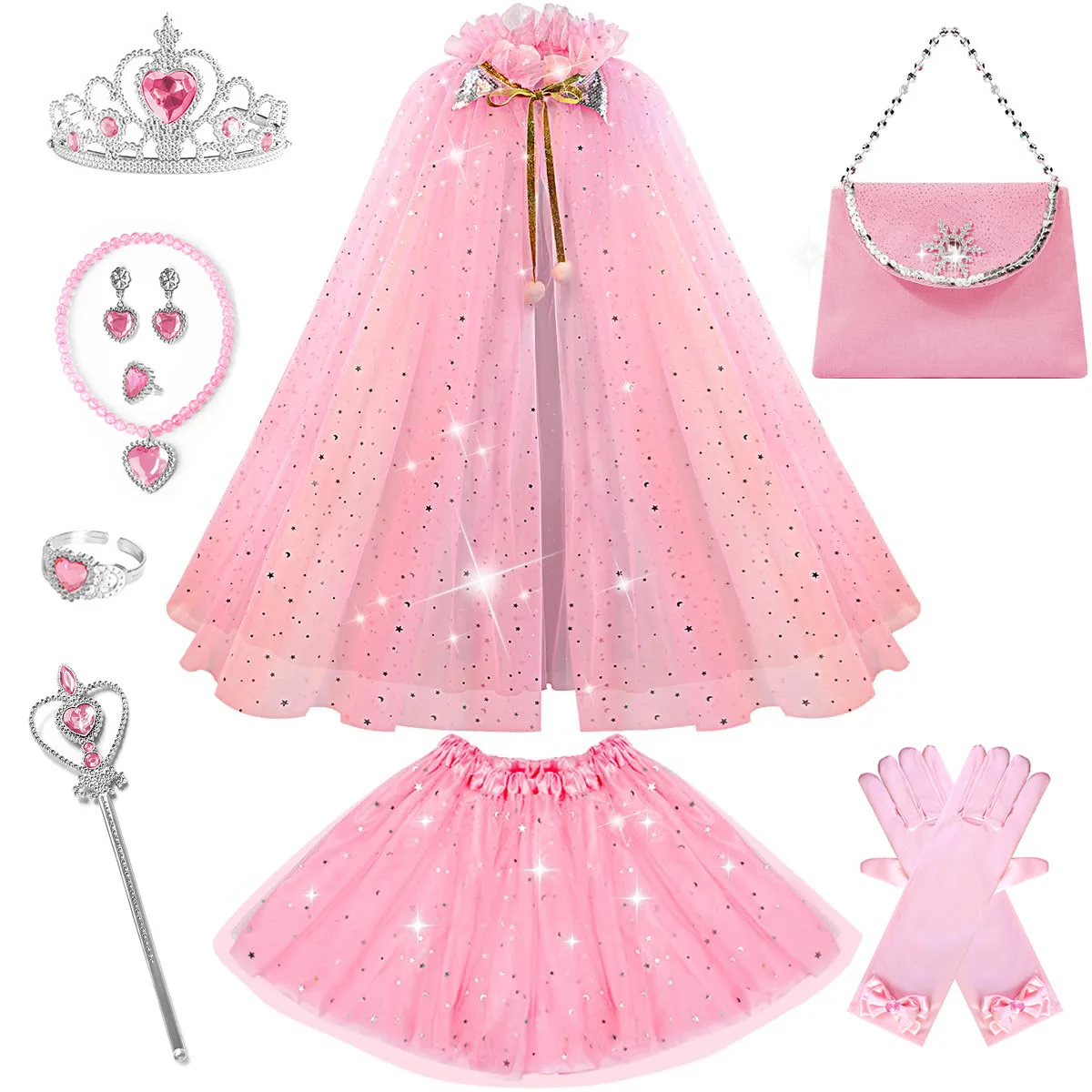 فستان حورية البحر للفتيات مزين بالترتر على شكل كيب الأميرة للتصوير الفوتوغرافي زي الأطفال مع بدلة تاج للمناسبات الخاصة