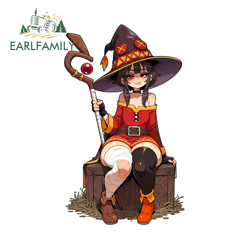 EARLFAMILY Darkening Megumin Car Stickers Popular Anime Vehicle Decal Simple Sunscreen Waterproof Fishing Tackle Box Decor