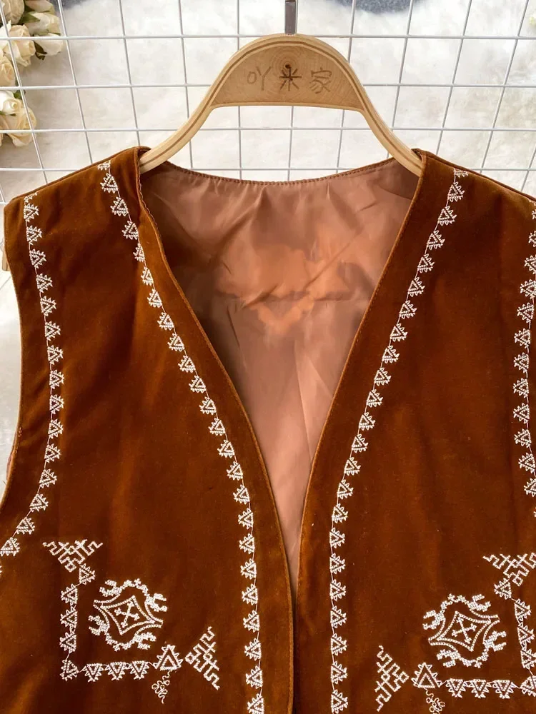Women Spring Autumn Vests Vintage Style Vest V-neck Bohemian