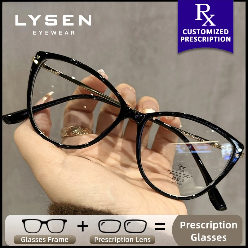 

LYSEN Cat Eye Women Photochromic Myopia Glasses Anti Blue Light Progressive Prescription Glasses Anti Reflective Reading Eyewear