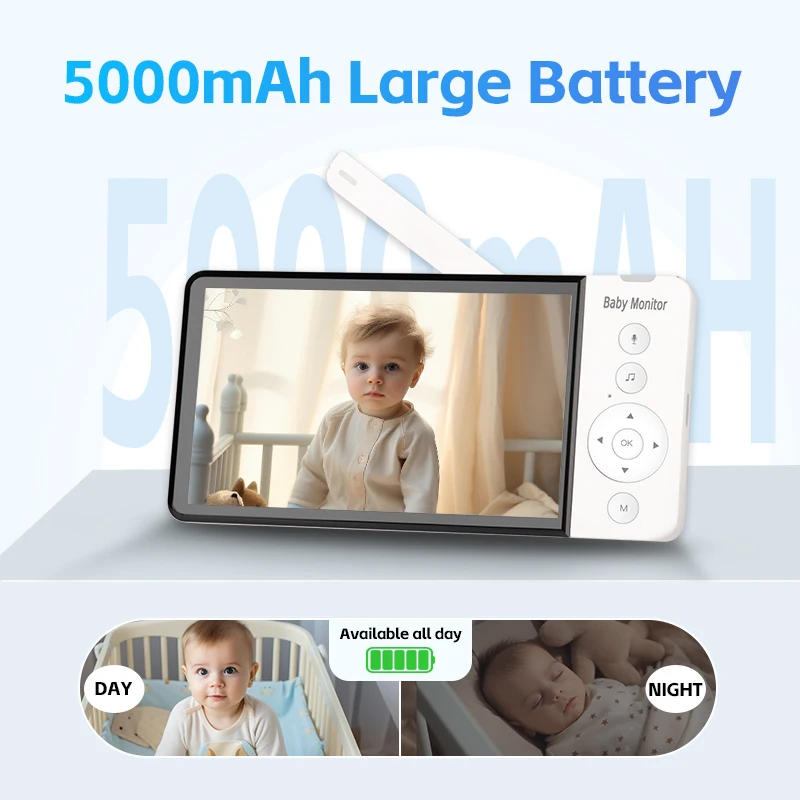 Imagem -02 - Multifunções Wireless Baby Monitor Vídeo com Lullabies Auto Night Vision Two Way Intercom Monitoramento de Temperatura Babysitter