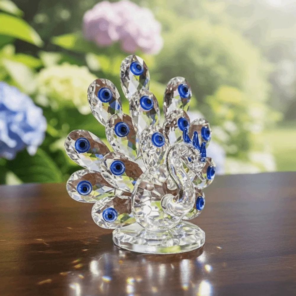 

Crystal Crystal Peacock Ornament Romantic Shiny Crystal Animal Collectible Reflect Transparent Bird Of Juno Figurines