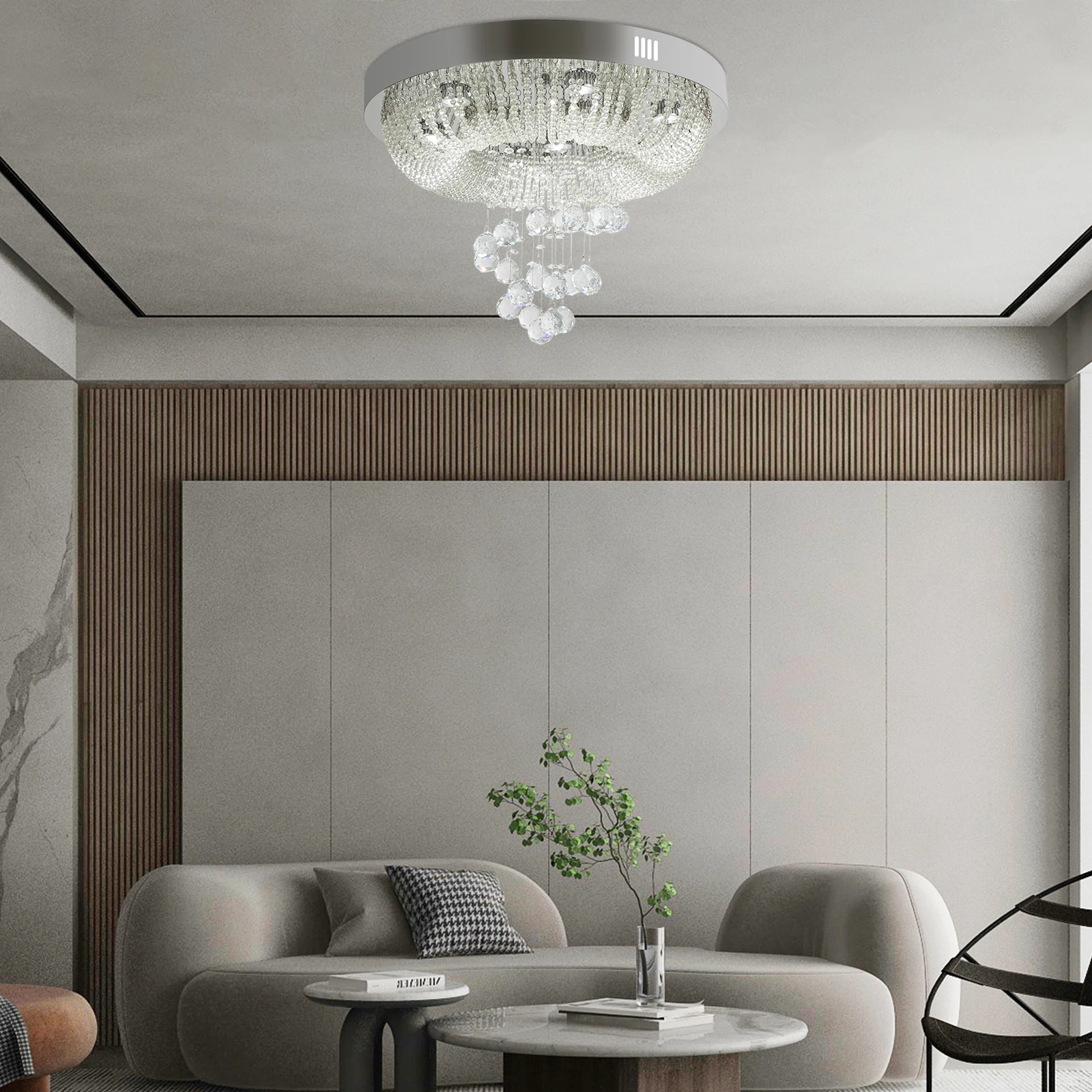 Crystal Ceiling Light 9*LED Crystal Chandeliers Modern Crystal Ceiling Lamp with 3 Light Colors 5W GU10 Spotlights