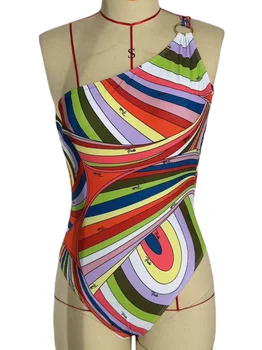 צעיף ביקיני לנשים, חגורת ראש לשחייה, בגדי ים צבעוניים עם פסים לחוף הים