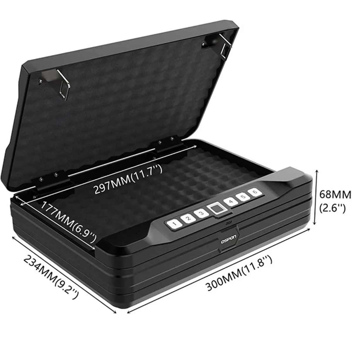 Imagem -06 - Cofre Biométrico para Arma Caixa Segura para Cabeceira de Carro sob a Cama Seguro com Trava de Impressão Digital Chave de Senha