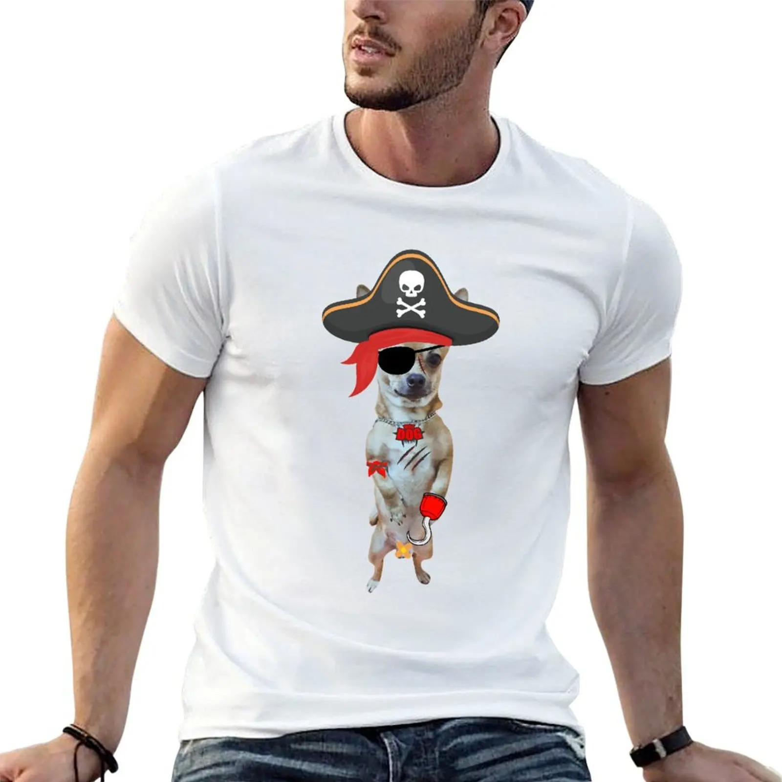 Hook-Handed Pirate Chihuahua T-Shirt anime t shirts for man anime t shirts oversize man t shirt heavy cotton T-shirt