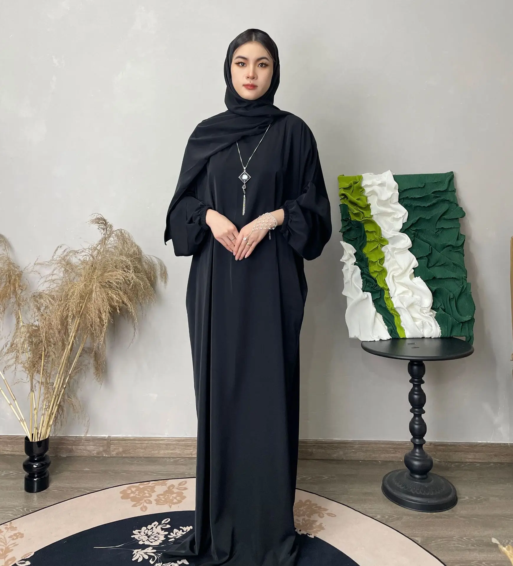 

Women Muslim Abaya Arab Middle Dubai Kaftan Islam Long Robe Morocco Turkey Modest Vestidos Solid Loose Abayas Headscarf