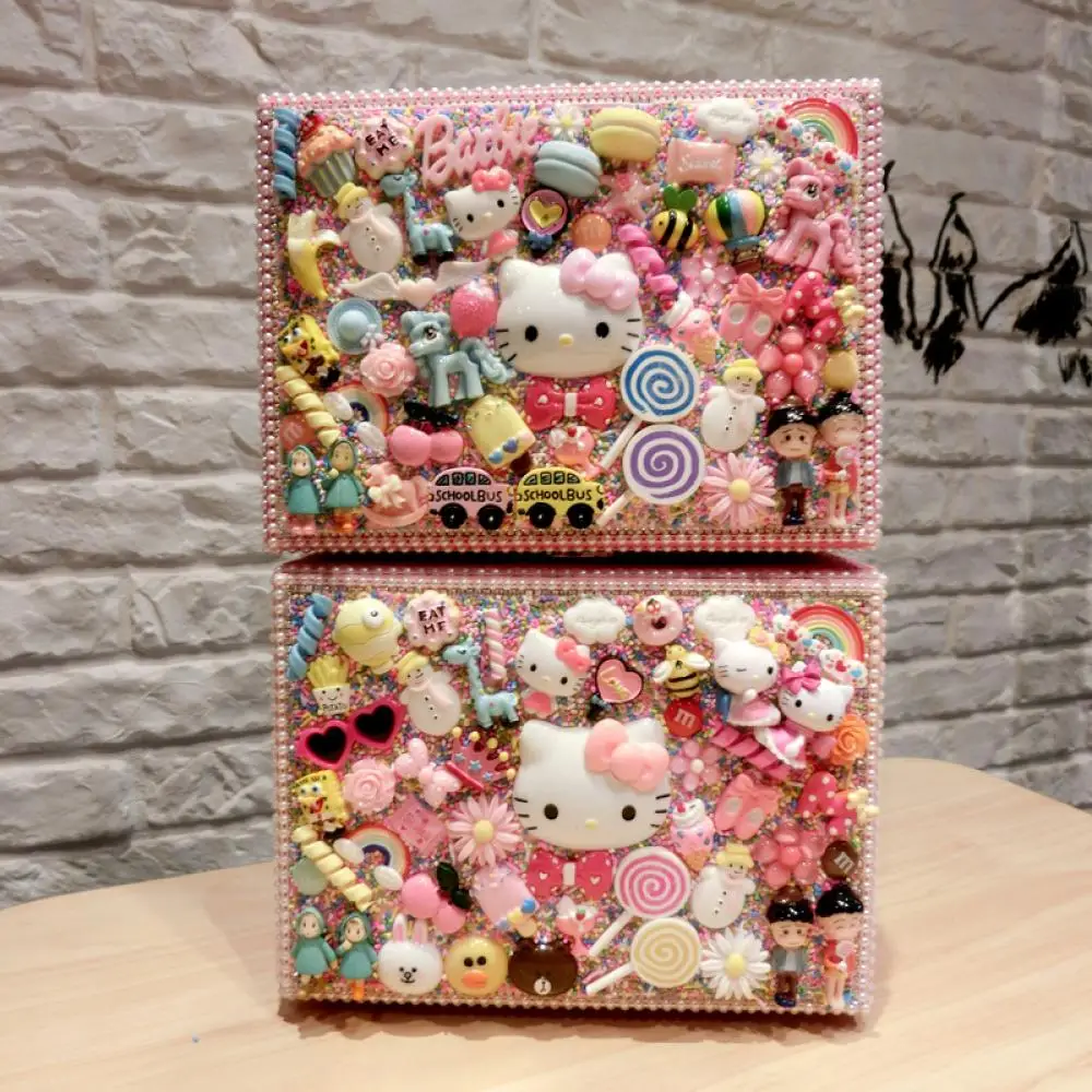 Diy Jewelry Box Kawaii Sanrio Hello Kitty Anime Figure Storage Accessories Necklace Earrings Ring Child Princess Gift Birthday