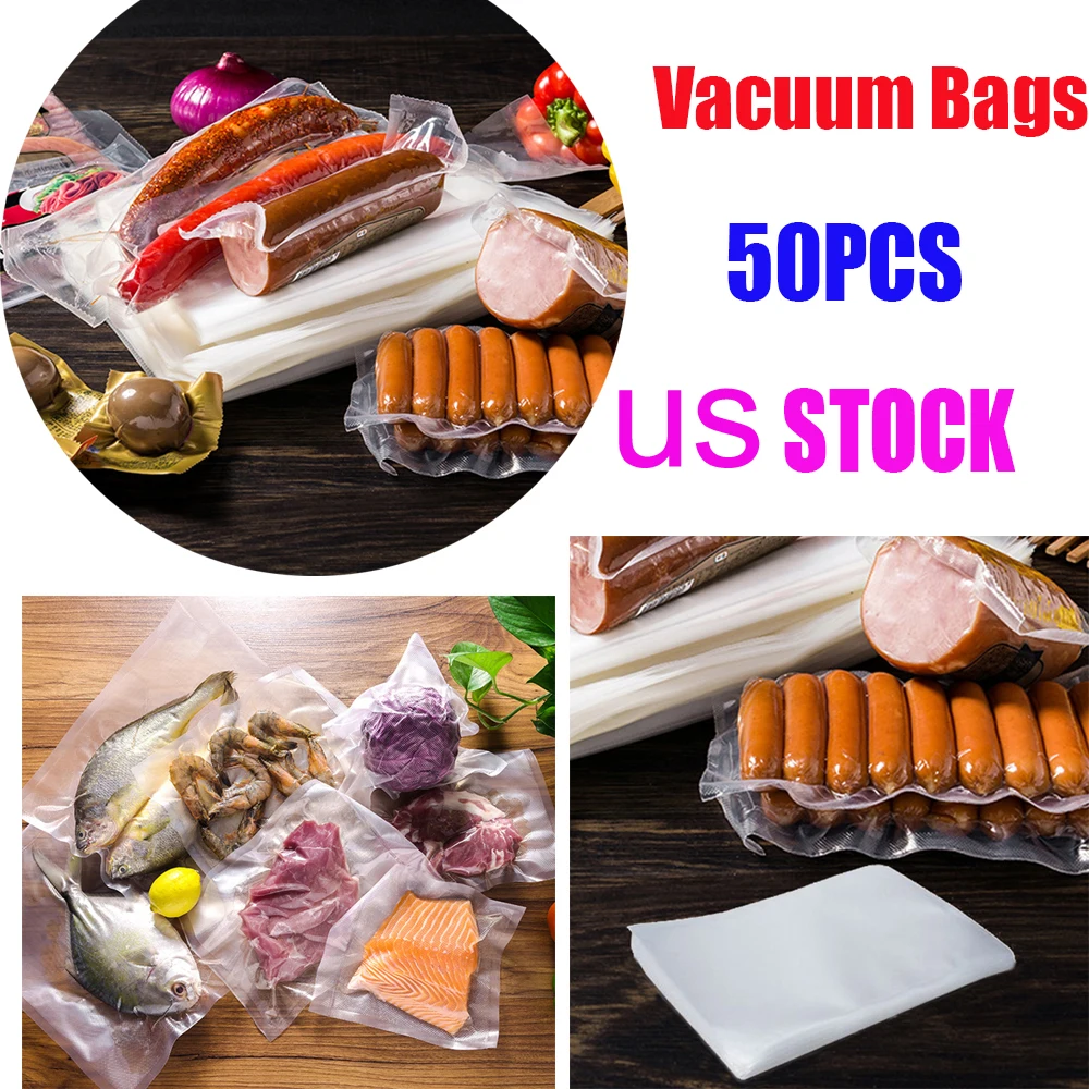 

50 Pcs Food Textured Bags Freshness Protection Embossed Maximum Package