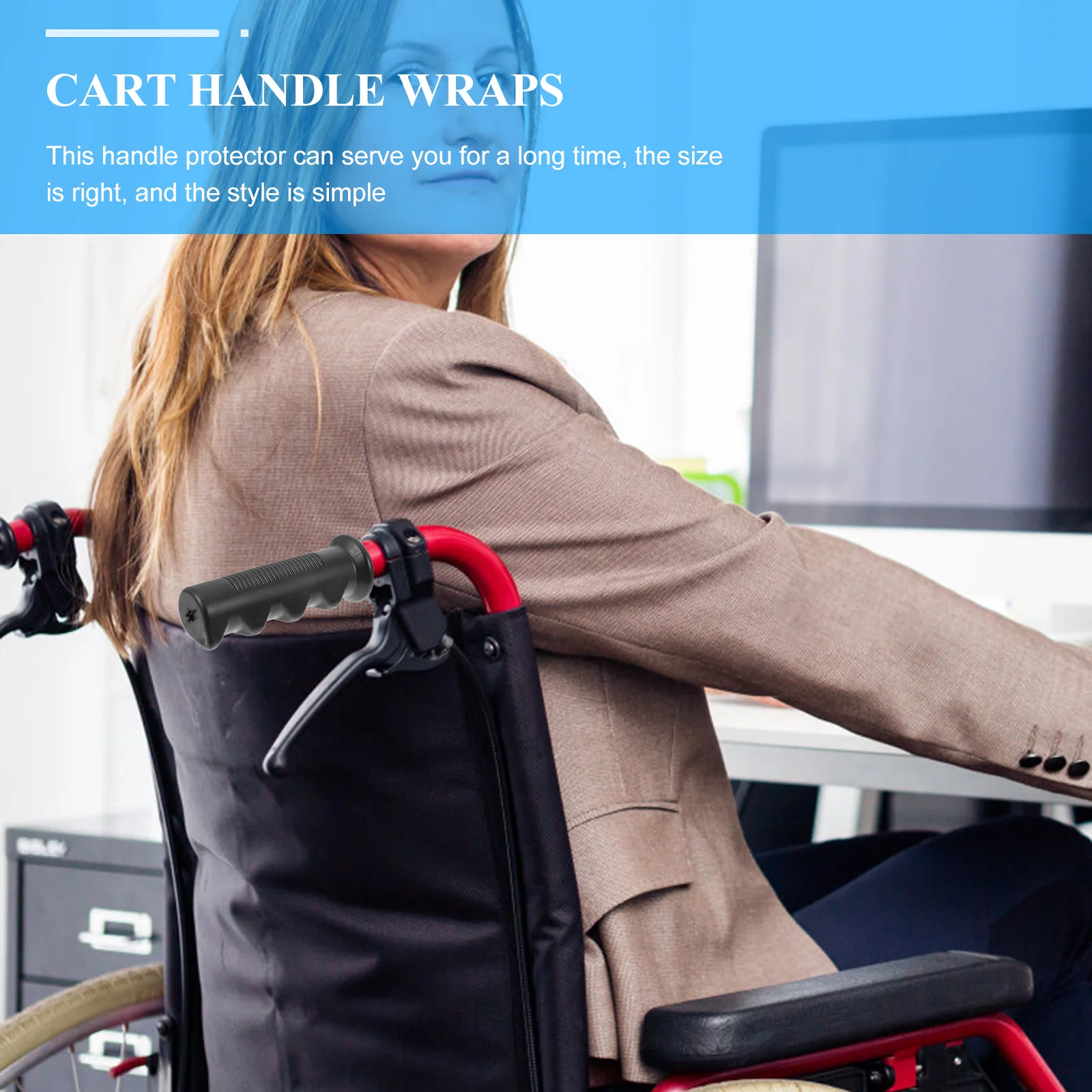 

4pcs Rubber Handle Covers Anti Slip Shopping Cart Protectors Universal Trolley Grips Kitchen Bar Round Tube Grocery Bike