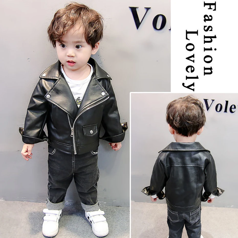 Boy Leather Jacket Solid Color Jacket Outerwear For BOy Girl High Quality Jacket Coat Kids Todler Baby Boy Girl CLothes