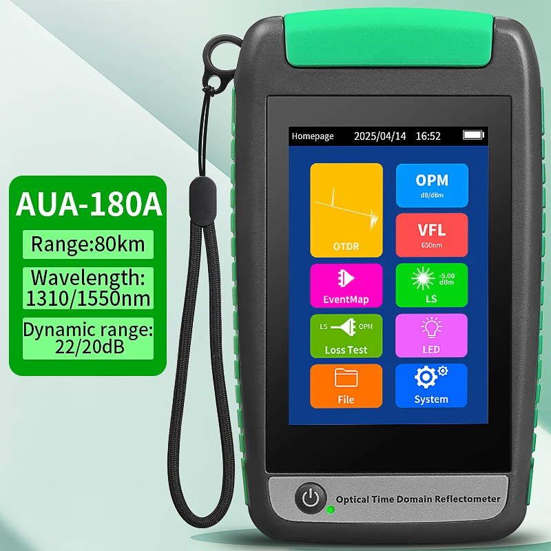 OTDR AUA-18/180/161A/U Optische Tijdsdomeinreflectometer 1310/1550/1610nm 22/20dB 80KM Actieve optische vezeltest (optioneel)