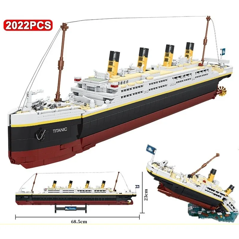 MOC 2022 قطعة 2in1 تيتانيك ثلاثية الأبعاد البلاستيك كبير كروز قارب نموذج الفيلم الكلاسيكي الطوب اللبنات لتقوم بها بنفسك لعب للأطفال هدايا