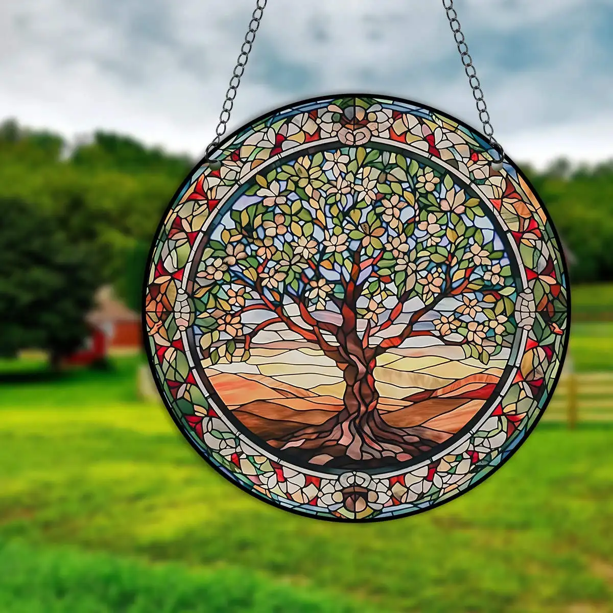 1PC Tree of Life Wall Art Decor Hanging Sign Decorative Indoor Outdoor Window Acrylic Welcome Plate Pendant Decoration