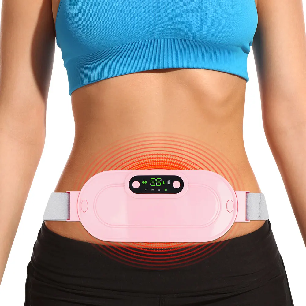 Electric Period Cramp Massager Vibrating Heating Belt for Menstrual Colic Relief Pain Waist Stomach Abdominal Warm Palace Belt