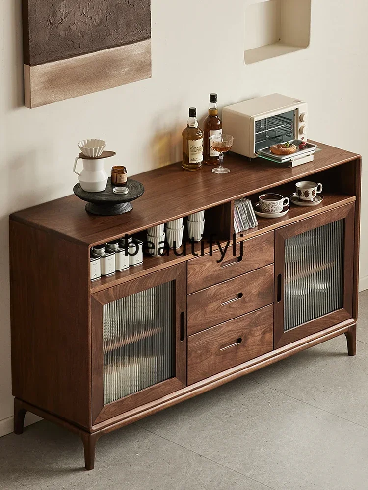 

Cy56 All solid wood side cabinet North American black walnut Nordic simple restaurant wall locker