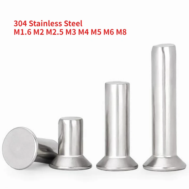 50-500PCS M1.6 M2 M2.5 M3 M4 M5 M6 M8 304 Stainless Steel Flat Countersunk Head Solid Rivet Self Plugging GB869