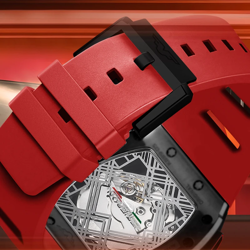 Relógio masculino automático de luxo para homem high-end oco preto aço inoxidável relógio de pulso mecânico masculino reloj homber