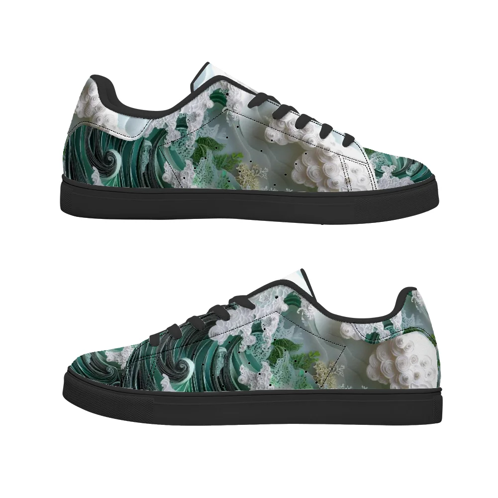 

Wave Print black background casual shoes fashion shoes campus sneakers sport shoes for man and woman