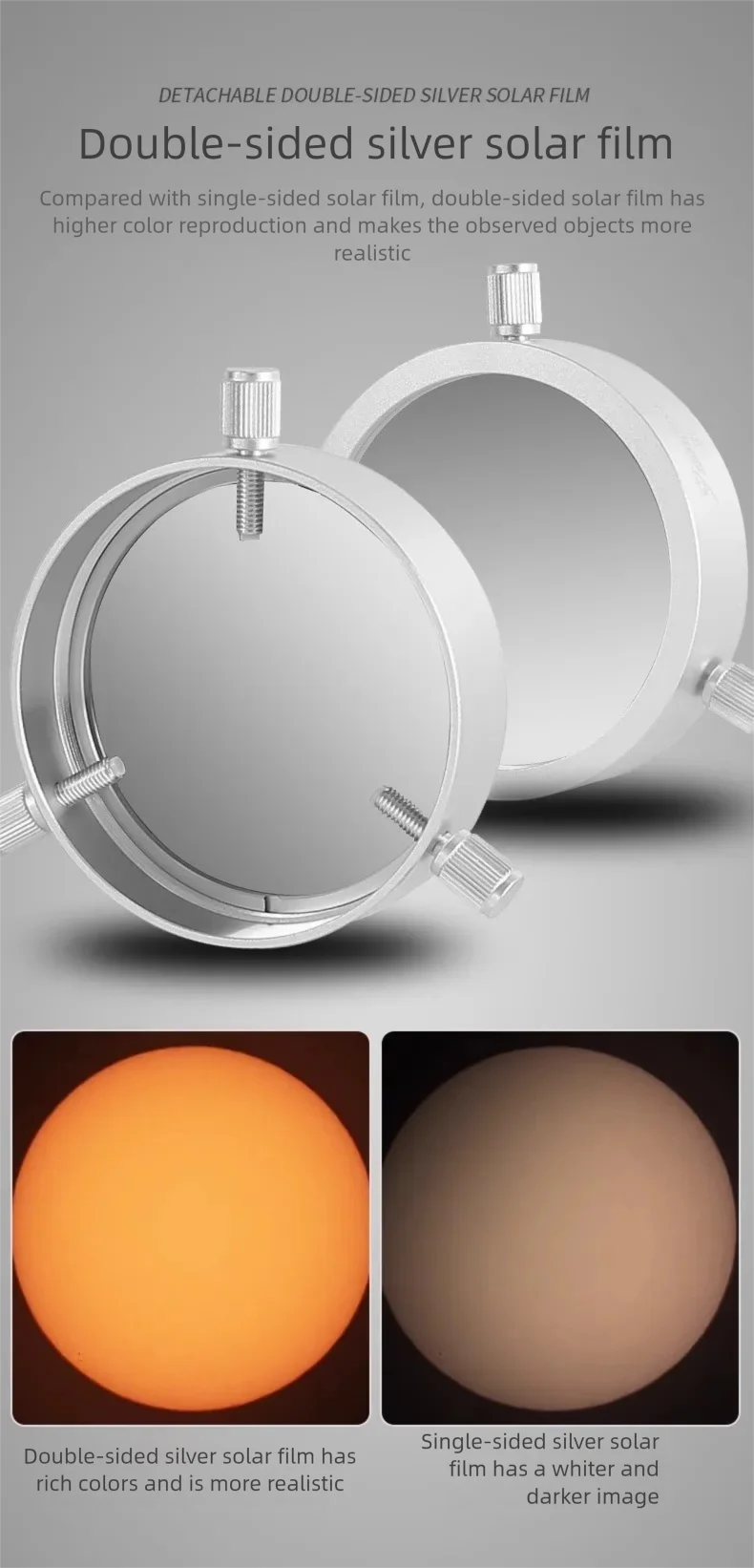 Angeleyes Sonnenfilter für Sonnenfinsternisse und Sonnenfleckenbeobachtung, kompatibel mit 80-250mm Teleskopen – Detail 7