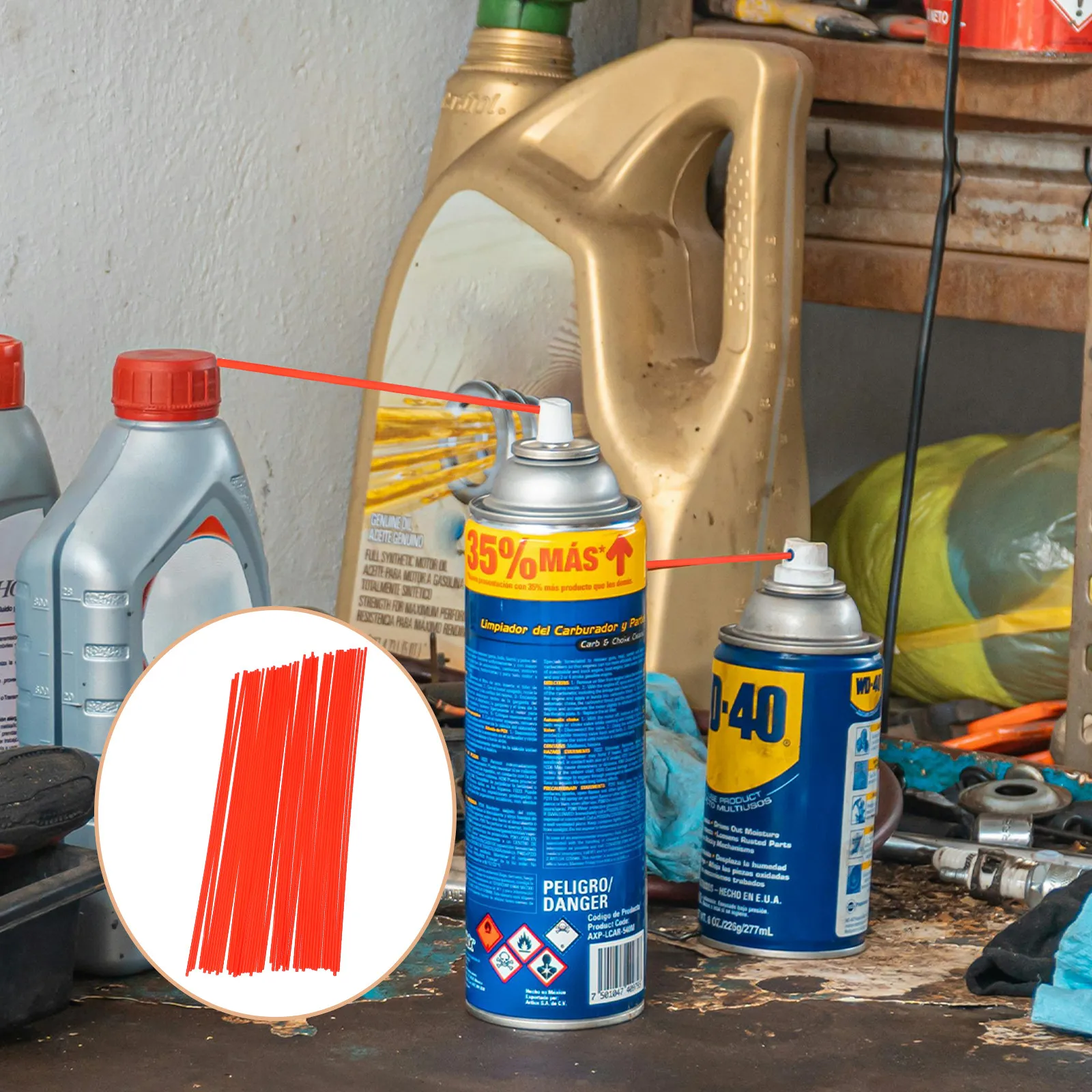 

50 шт. насадок-распылителей для смазки, удлинительные трубки для красных баллончиков-спреев, для удаления ржавчины, плавная работа, устойчивые к растворителям, оптом