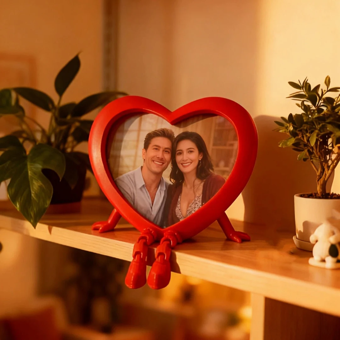 Creative 3D printed heart-shaped photo frame ornament; personalized fun desktop decoration gift memento