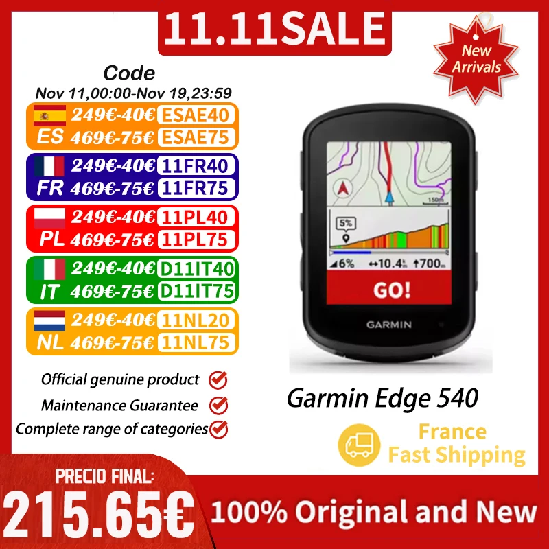 Immagine di Garmin Edge 540 Computer da ciclismo Mappa esterna Navigazione Mountain Road Bike Contachilometri Ciclismo impermeabile Regalo di festa